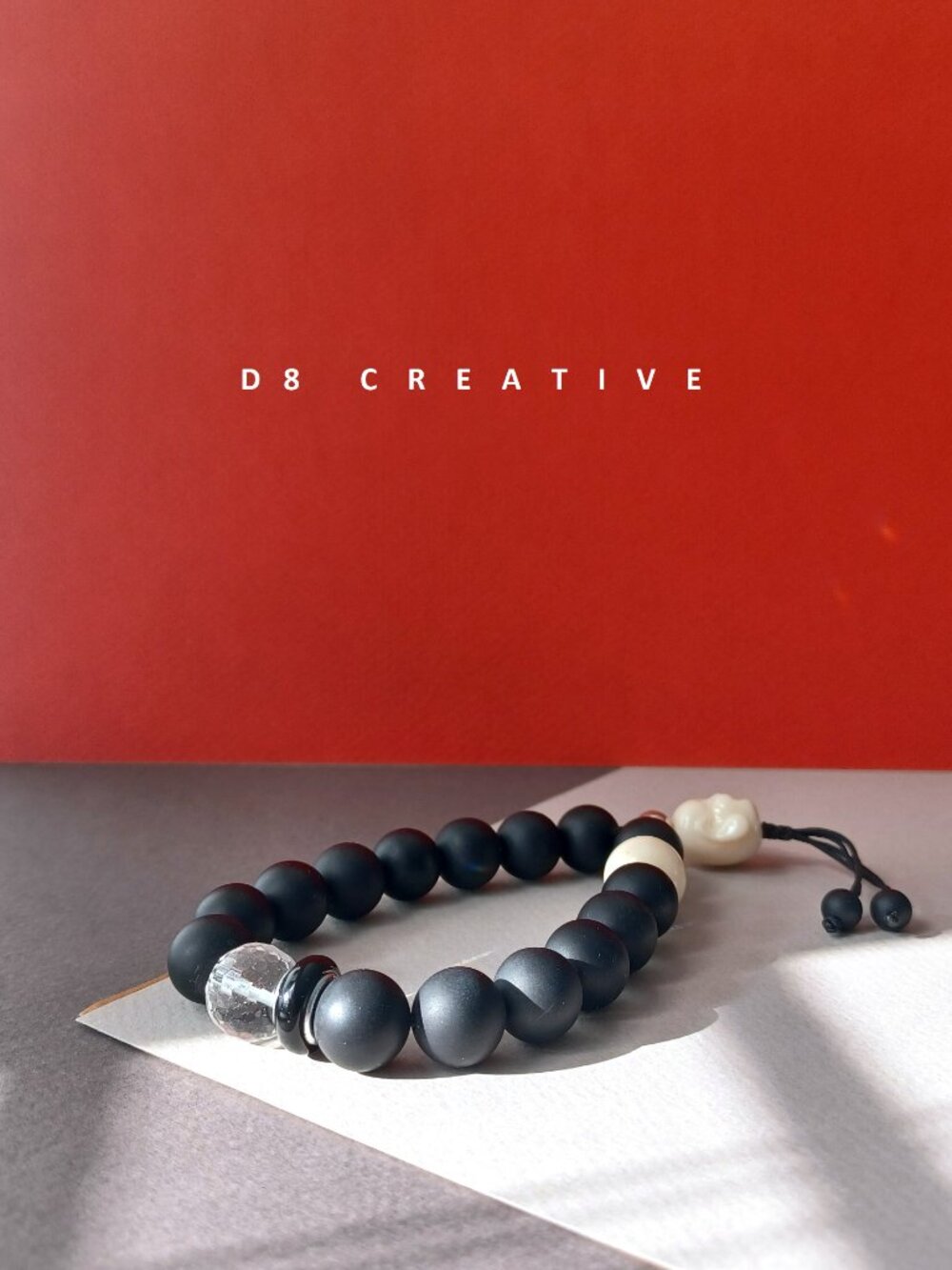New men onyx with quartz and buddha pendant sterling silver meditation bracelet